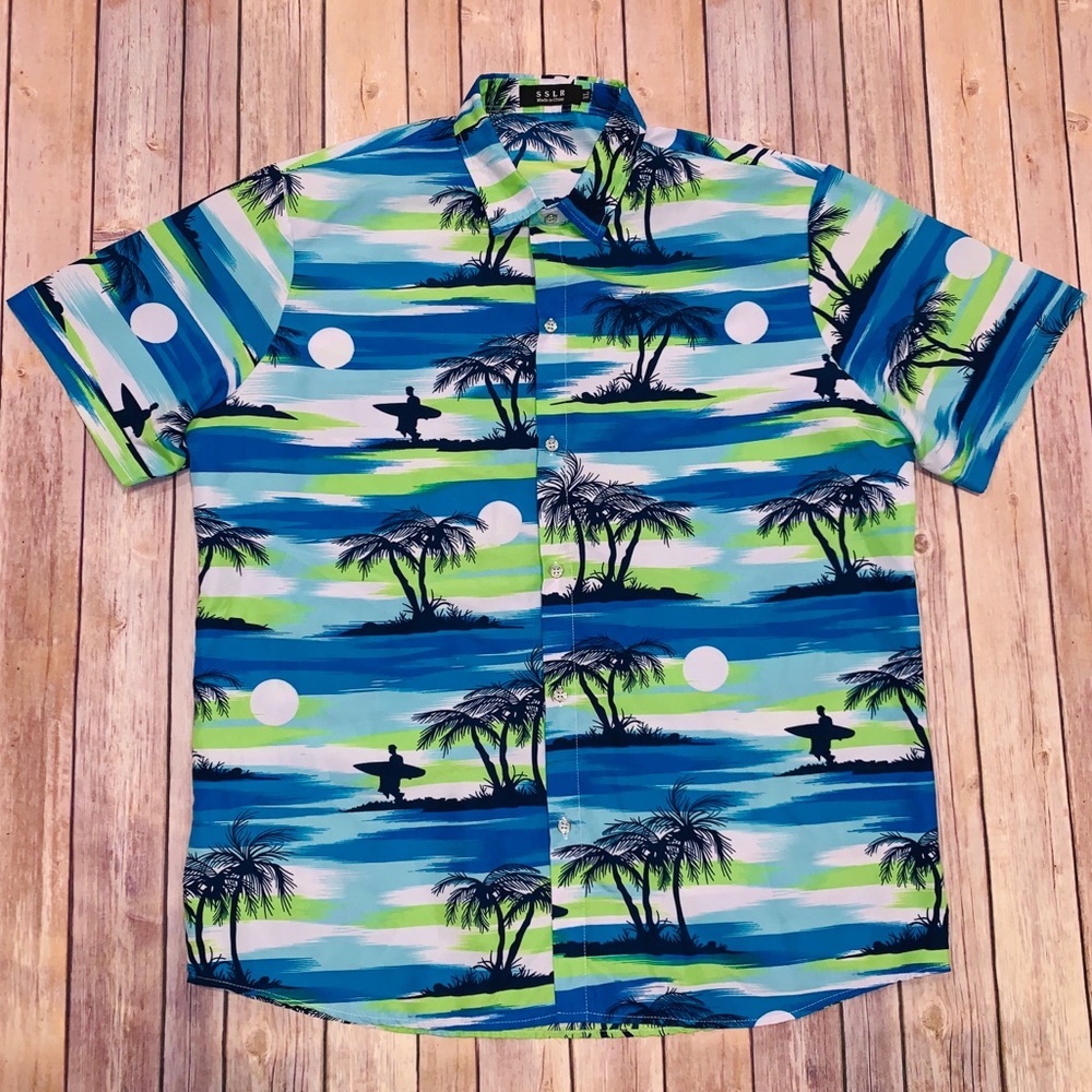 SSLR Mens button down shirt Hawaiian Shirt Sz XL